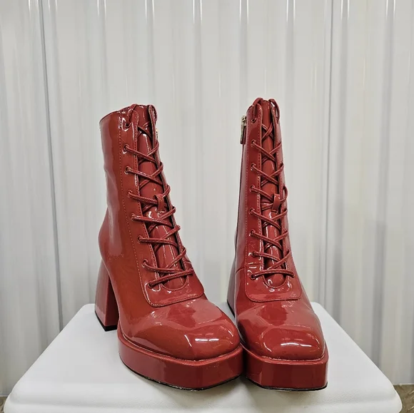 Hot Rod Summer NWT 8.5 Circus by Sam Edelman Kia Red Patent Boots - Picture 2 of 6